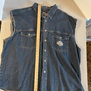 Men/Women Harley Davidson Denim Sleeveless Denim Shirt Size XXXL